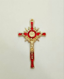 Crucifixo Metal JHS 5,6 x 3,1 cm Dourado Resinado C/03 Unidades